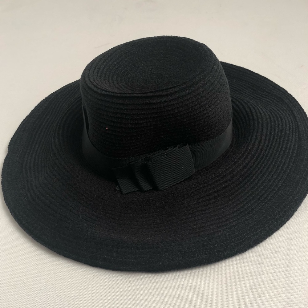 Frank Olive black felt grosgrain vintage black hat